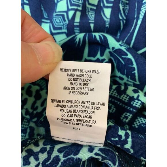 As You Wish Jumpsuit Womens Medium Blue Green Wide Leg Eyelet Top Sleeveless‎ - Picture 8 of 8